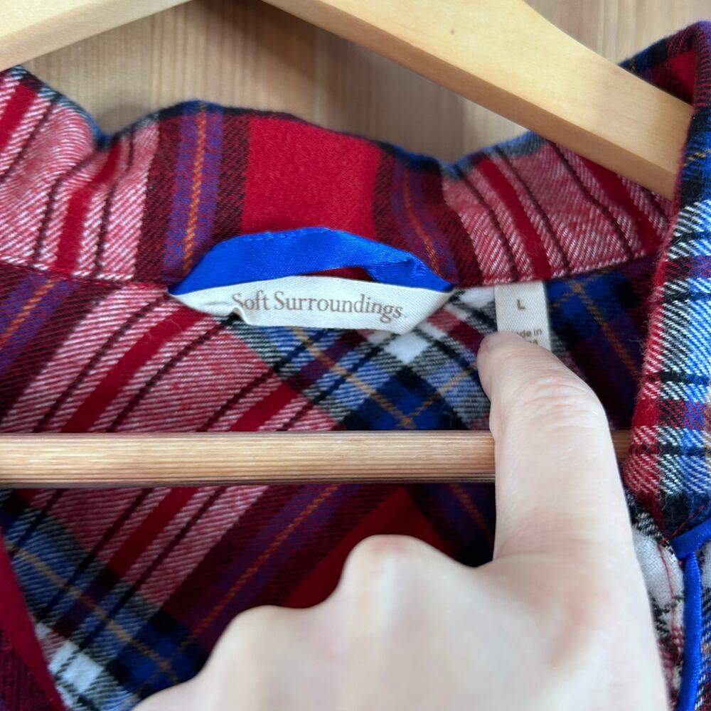 Soft Surroundings Red Plaid Flannel Pajama Set Jolly Good Womens Large Holiday - Picture 5 of 12